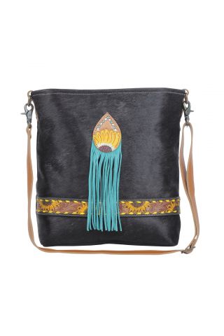 "Blue candle Hand-Tooled Bag"