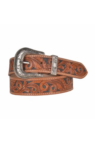 Foral demure Hand-Tooled Leather Belt
