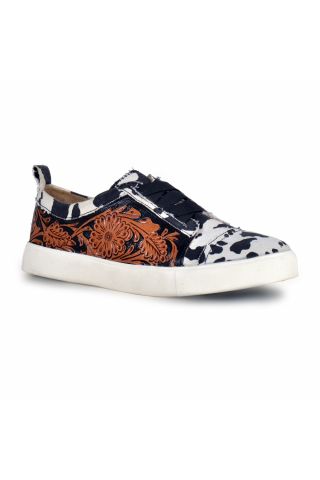 Women Limited Edition Cowprint with Handtooling Sneaker