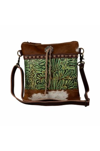 Emerald bloom Leather &Hairon Bag