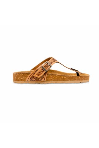 Grashius Western Hand-Tooled Sandals