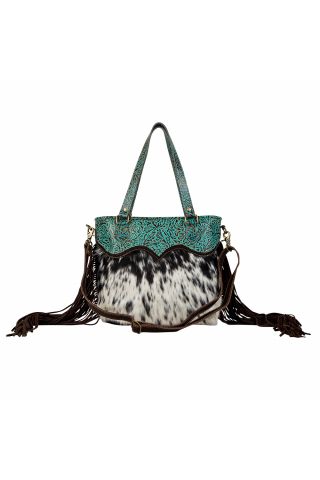 Turquoise Zapata Leather & Hairon Bag