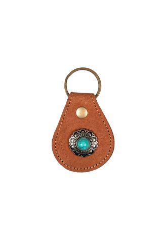 Concho Caramel Leather Key Fob