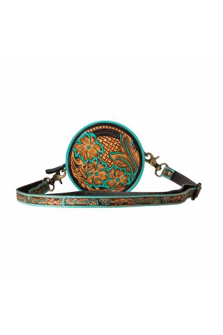 Priceless Love Small Hand-Tooled Round Bag