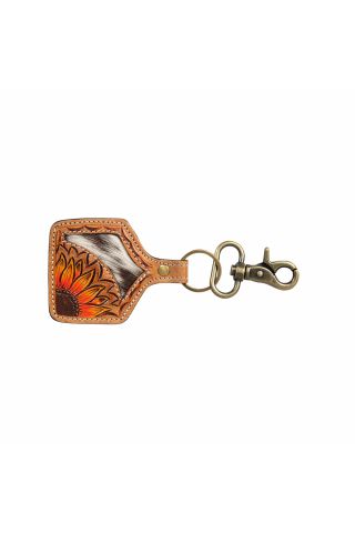 Desert Bloom Hand-Tooled Key Fob