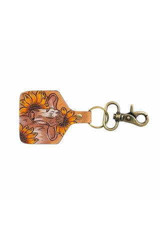 Bovine Bliss Hand-Tooled Key Fob