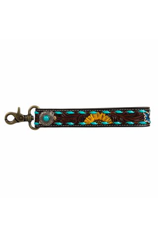 Sunflower Sunrise Hand-Tooled Key Fob