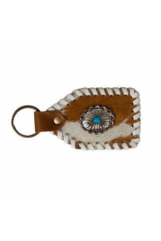 Shining Rock Stitched Hairon Hide Key Fob