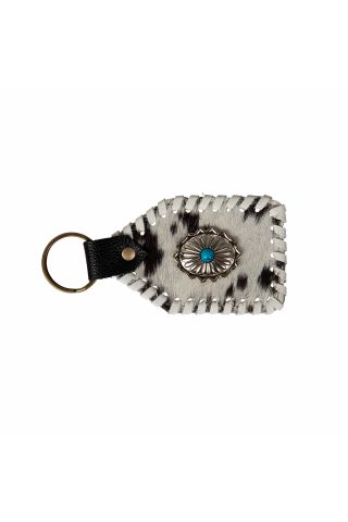 Crystal Rock Stitched Hairon Hide Key Fob