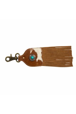 Pastureland Hairon Hide Fringed Key Fob