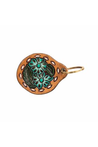 Belle Blooms Hand-Tooled Key Fob