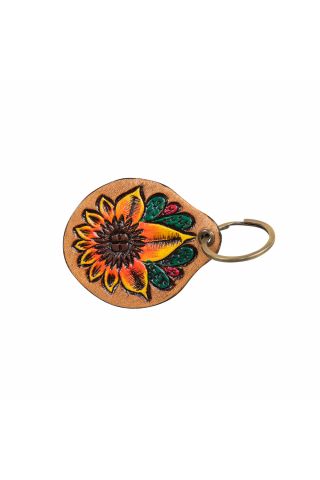 Desert Daffodil Hand-Tooled Key Fob