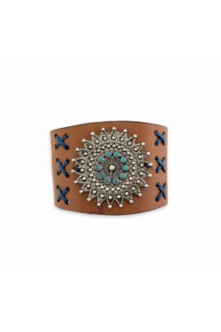 Starfield Cross-stitch Leather Cuff Bracelet