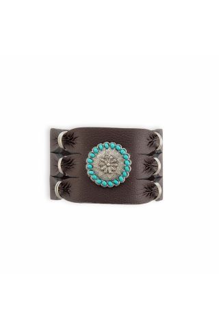 Southwest Bold Leather Cuff Bracelet