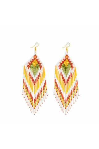 Rain Dance Beaded Earrings in Corn Yellow