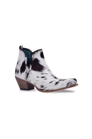 Sunset Bloom Split-top Hair-on Hide Boots in Black & White