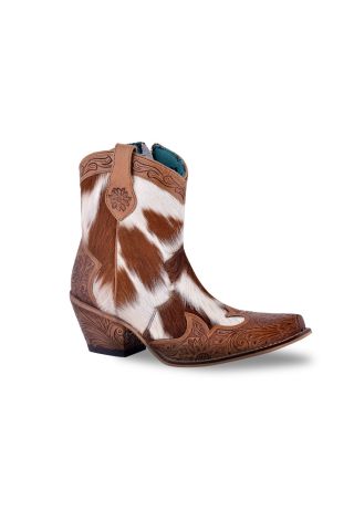 Georgia Trail Hair-on Hide & Hand-tooled Leather Boots