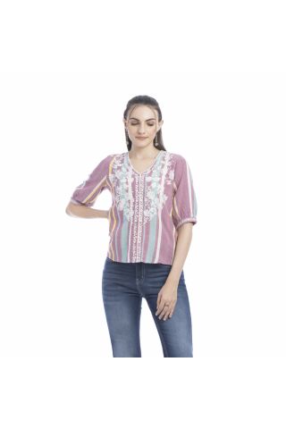 Sophia Jane Embroidered Striped Top