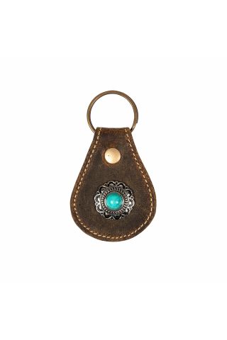 Concho Antiqued Leather Key Fob