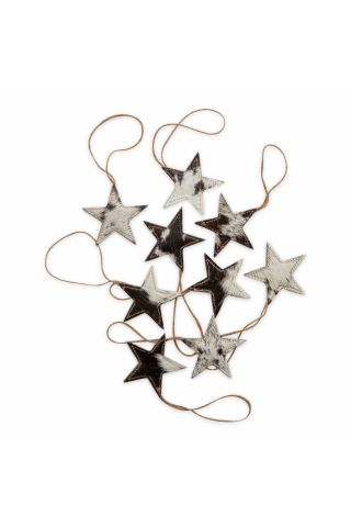 Christmas Star Hair-on Hide Ornament Set in Black