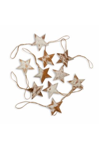 Christmas Star Hair-on Hide Ornament Set in Brown