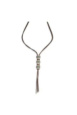 Silver Mare Mini Concho Leather Fringe Necklace