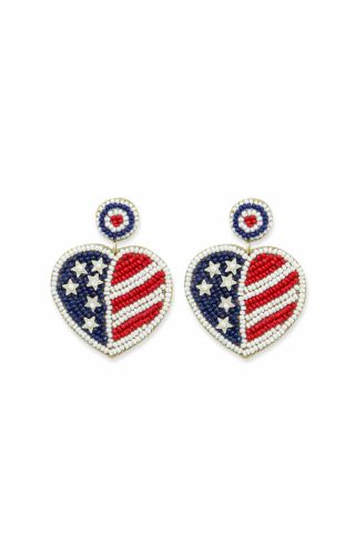 Tis of Thee Beaded Heart Earrings