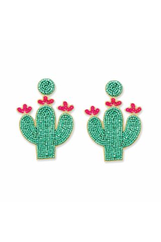 Cactus Joy Beaded Earrings in Green