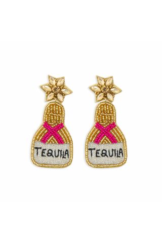 Tequila Bottle Beaded Earrings