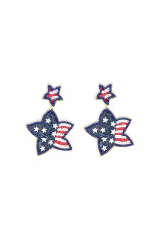 Red White & Blue Star Beaded Earrings