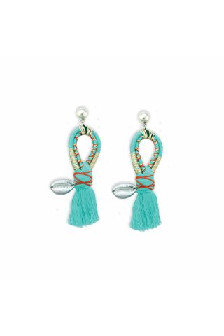 Shore Spirit Woven Earrings With Cowrie Shell Charm