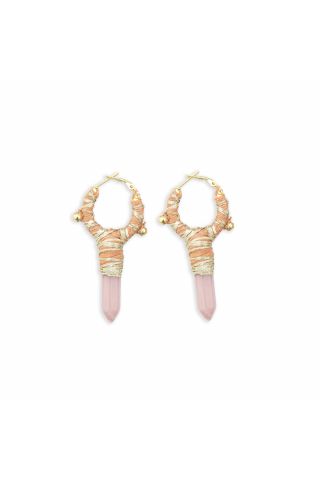 Goddess Delight Woven, Beaded Earrings With Crystal Charm