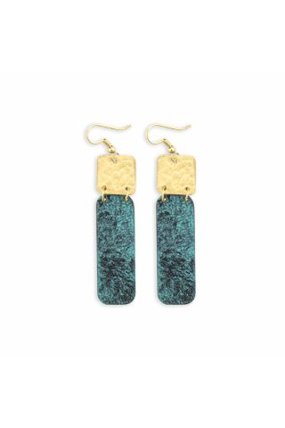 Deanna Dangle Earrings in Gold & Malachite Tones