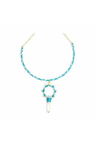 Crystal Rising Woven Necklace With Crystal Pendant