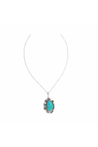 High Sierra Turquoise & Silver Tone Crafted Necklace