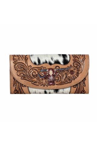 Moonflower Falls Hand-Tooled Clutch Wallet