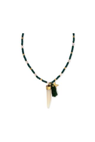 Star Tusk Necklace in Malachite Green