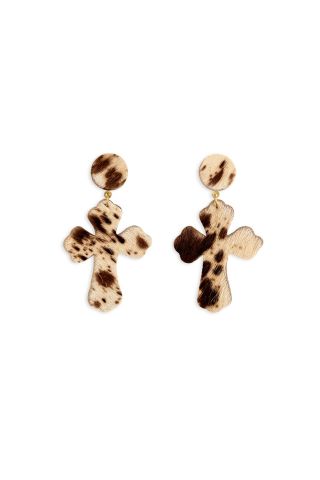 Cross Hair-on Hide Earrings