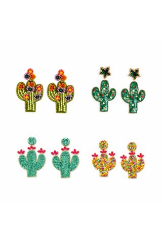 Cacti Chic Set Of 4 Earrings