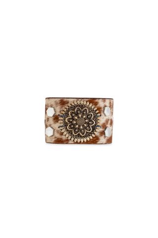 Brandianna Hair-on Hide Cuff Bracelet in Brown