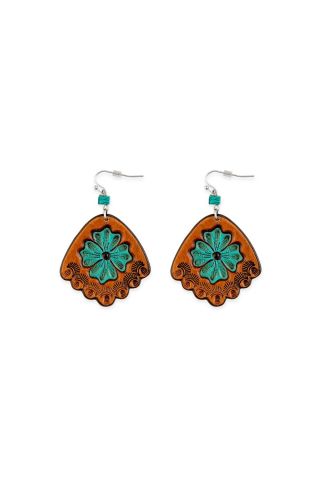 Prairie Blossom Hand-tooled Leather Earrings