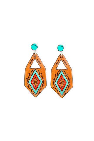 Pamarina Falls Hand-tooled Leather Earrings