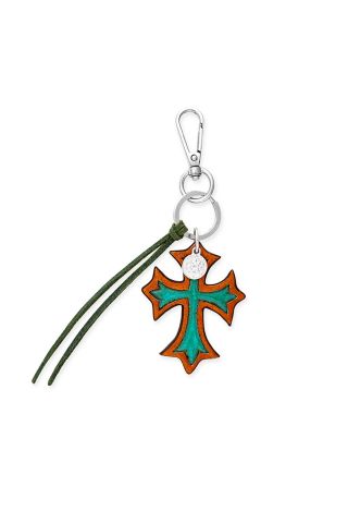 Turquoise Elegance Cross Key Fob