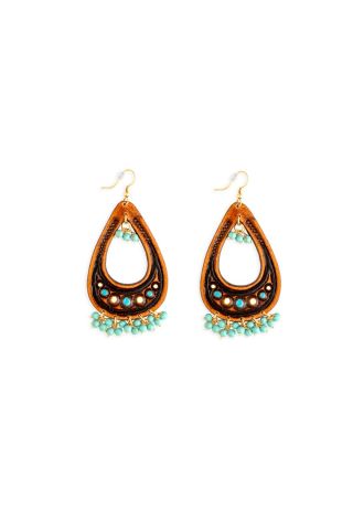 Camellia Hand-tooled Leather Earrings