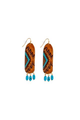 Totem Hand-tooled Leather Earrings