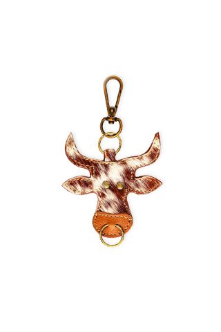 Bessy Cow Hair-on Hide Key Fob in Brown