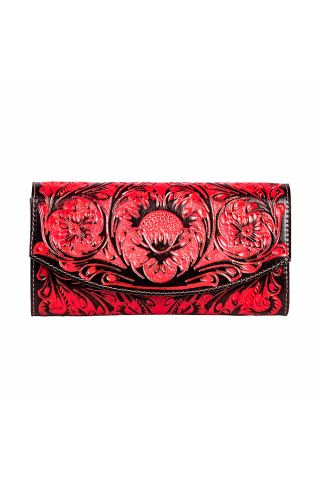 Tambrina Hand-tooled Wallet in Red