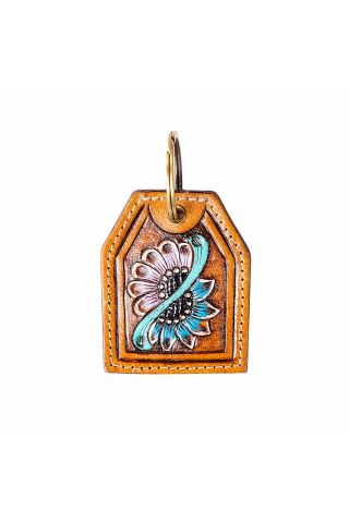 Rising Blooms Hand-tooled Key Fob