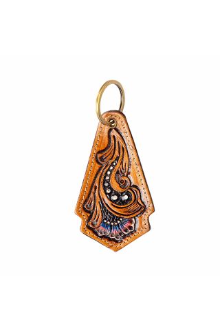 Night Blossom Hand-tooled Key Fob