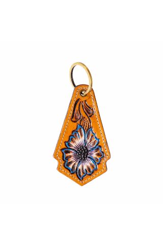 Prairie Morning Glory Hand-tooled Key Fob